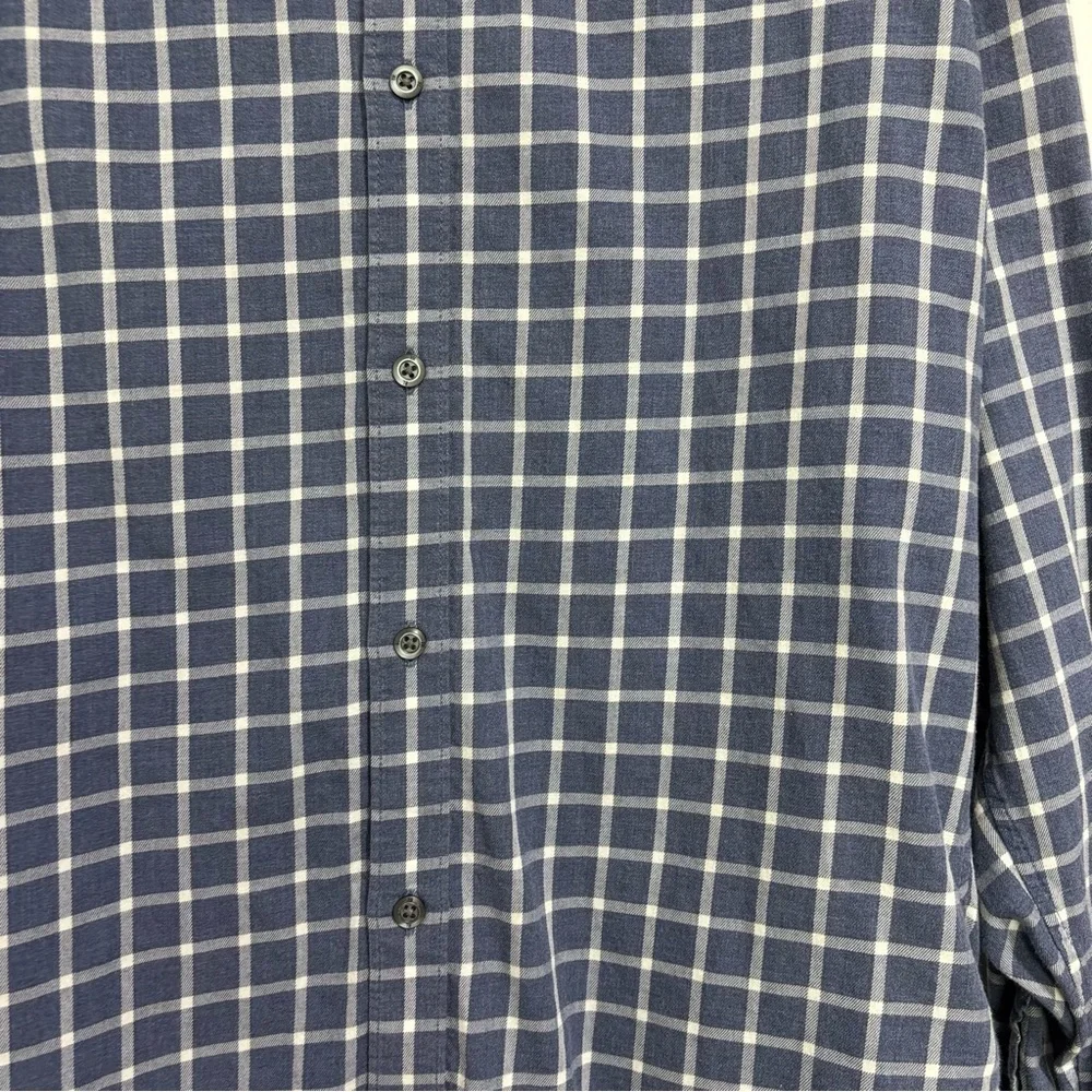 Banana Republic Tailored Slim Fit Men's Large Flannel Plaid Blue Long Sleeve